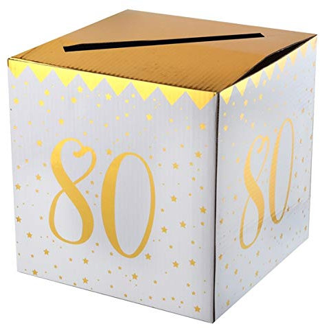 Santex Spardose 'Happy Birthday' 80 Jahre, quadratisch, goldfarben, mit Öffnung für Umschläge, Einheitsgröße, Metall, unisex, Kinder zum Geburtstag