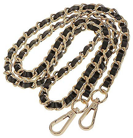 CAREOR -Schulterriemen aus Leder mit Metall-Drehhaken für Crossbody-Tasche, Aktentasche, Kuriertasche, Schultertasche, börse, Herstellung von 2 cm Breite Chain Gold