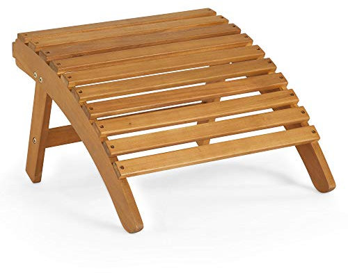 VonHaus Adirondack Foot Stool - Acacia Hardwood Garden Footstool for Patio & Terrace - Slatted Footrest for Garden Chair - Wooden Sun Lounger Stool, Outdoor Foot Rest Seat - Portable & Compact Seating