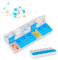 Relaxdays 2X Tablettenbox für 7 Tage, 2 Fächer, morgens, abends, wöchentliche Pillendose für Zuhause & unterwegs, weiß-blau