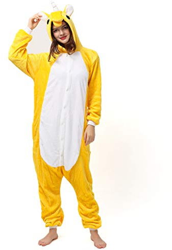 Katara Flauschige Einhorn Kostüme Onesies Kigurumis für 150-185cm Körpergröße (Erwachesene, Damen, Herrenfü)