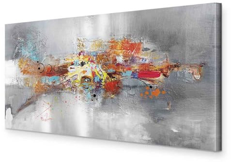 murando - Wandbilder XXL Abstrakt 140x70 cm Vlies Leinwandbild 1 Teilig Kunstdruck modern Wandbilder XXL Wanddekoration Design Wand Bild - wie gemalt Struktur Textur grau silber bunt
