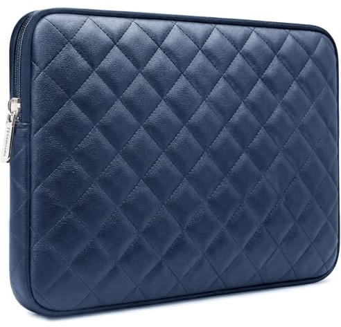 RAINYEAR 13-13,3 Pollici Custodia Protettiva per Laptop PC Sleeve Antiurto Impermeabile Caso Synthetic PU Leather Borsa Con Motivo a Diamante,Compatibile 13,3 MacBook Air Pro Chromebook,Blu Navy