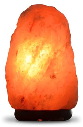 Lampe en Cristal de Sel d'Himalaya de Salt Range Pakistan de 2 à 3 kg - 100% Authentique Cristal de Sel - Sculpté à la Main – Câble et Ampoule Fournis - Base en Bois - Matière de Qualité - Zen’Light