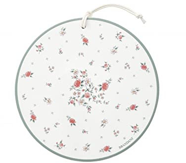 Brandani 52250 Decoration Nonna Rosa Ceramica Sughero Diametro 20 cm Foro Con nastro Bianco Sottopentola
