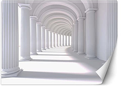 Feeby Fototapete XXL Tunnel 3D-Illusion 3D-Effekt 400x280 cm Weiß Vliestapete Moderne Design Wandtapete Küche Flur Wohnzimmer Büro Badezimmer Kinderzimmer 3D-Grafik Arkaden Säulen