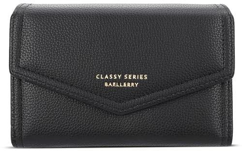 FORRICA Femmes Portefeuille Court Porte Monnaie Elégant Pochette Dames Fermeture Éclair Poche à Monnaie Porte Cartes PU Cuir Portefeuilles avec Boîte Cadeau Noir
