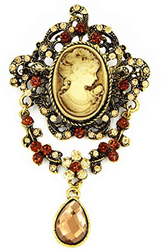 Damen-Brosche im viktorianischen Stil mit Kamee-Anhänger, für Hochzeit, Party, Geschenk, Einheitsgröße, Metall,