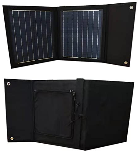 Sac Pliable Solaire Alimentation Extérieure Panneau Solaire 40W Panneau de Charge 12 Volts Haute Puissance Adapté Au Camping Téléphone Portable et Équipement 5-18V Portable