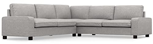 COMFORTLY Ecksofa (2+2) Schonbezug Ersatz handgefertigt kompatibel mit KIVIK Eckcouch (2+2) (Leinenmischungen - Grau Beige)