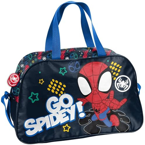 Marvel Spiderman Spider-Man - Kinder Jungen Mädchen Sporttasche Reisetasche Go Spidey (22CD), 40 x 25 x 16 cm, schwarz/blau