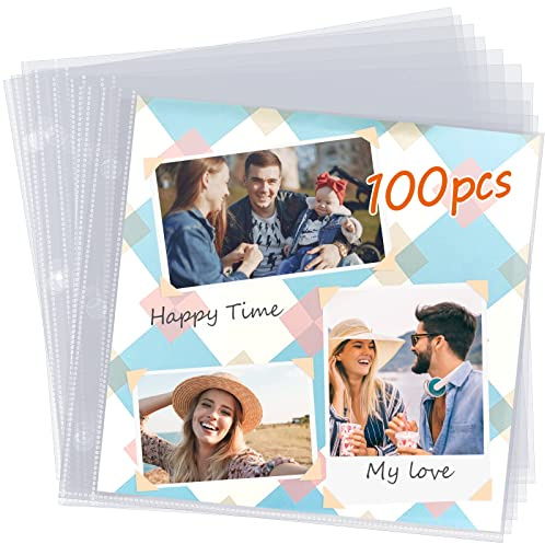 30,5 x 30,5 cm Scrapbook-Seitenschutz, 100 Stück, schwere Nachfüllseiten für Scrapbook-Binder und 30,5 x 30,5 cm Fotoalbum