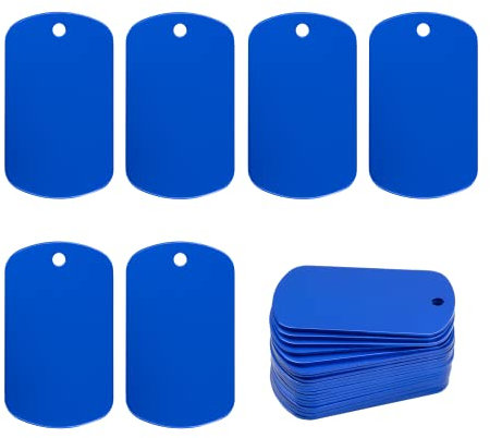 Aluminiumgravur Rohlinge Aluminium Rechteck Blank Tags Stanzen Rohlinge Gravur Rohlinge Hundemarke 25 Pack (Blue)