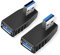 USB3.0 90 Degree Adapter, USB 3.0 Male to Female Right Angle Extension Adapter, USB Coupler Up and Down Angle Connector (Left & Right)