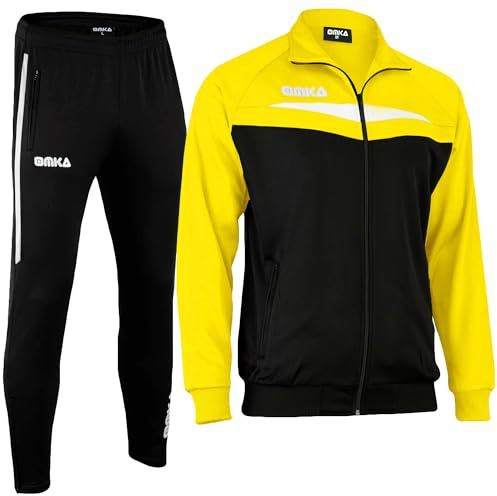 OMKA Optima Trainingsanzug Sportanzug 2-teilig mit Reißverschluss, Mikro-Polyester mit Fleece-Innenfutter, atmungsaktiv für Jogging Fitness Fußball Training Freizeit