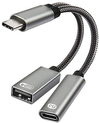 XMSJSIY USB C OTG Cable Adapter with Power Supply,Type C to USB OTG + 60W PD Fast Charging Power Cable 2-in-1 USB C Splitter Charger Compatible with PC, Phone, Tablets,TV ect