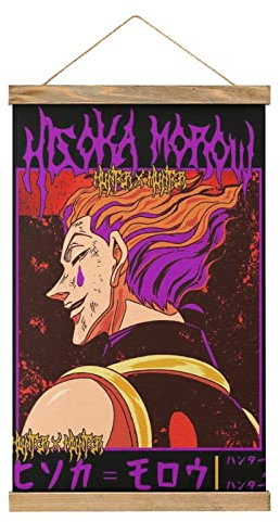 TTOOXZ Magnetische Schriftrolle Hisoka Vintage Anime Kleiderbügel Poster DIY Wand Stoff Dekor Hängende Gemälde Rahmen Kit Halter für Wohnzimmer