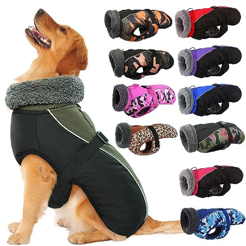 IECOii Hundemantel Winter,Warme Fleece Rollkragen Hundejacke,Wasserdicht Winterjacken Wintermäntel für Hunde,Reflektierend Verstellbar Kaltes Wetter Hundekleidung für Kleine Mittelgroße Grosse Hunde