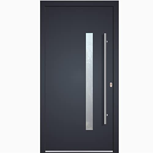 Haustür Welthaus WH75 Standardtür Aluminium mit Kunststoff LA148 Tür 1000x2000mm DIN Rechts Farbe aussen Anthrazit Innen weiß außengriff BGR1400 innendrucker M45 Zylinder 5 Schlüßel