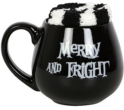 Something Different Wholesale Merry & Fright Ceramic Mug & Socks Set - Witch & Gothic Halloween Mugs for Adults - Witches Brew Design - Spooky Gift Combo