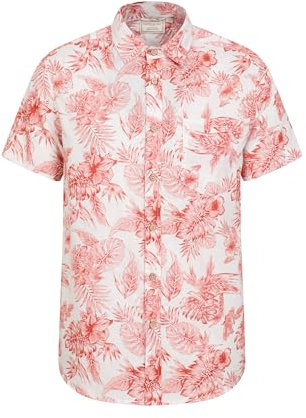 Mountain Warehouse Tropical Printed Mens Short Sleeved Shirt - Lightweight, Easy Care, Casual Wear - for Spring Summer, Camping, Travelling Rust XL