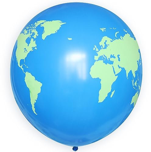 ROB'S BALLOONS XXL Luftballon Globus 60 cm Bio Party Geburtstag Planet Erde Welt Atlas Set