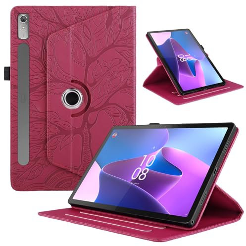 Custodia per Lenovo Tab P11 Pro (2nd Gen) 11.2 Pollici TB132/TB138 2022 Pelle PU Flip Tablet Case con Supporto Girevole di 360° Protettiva Cover AntiGraffio Antiurto, Rosso