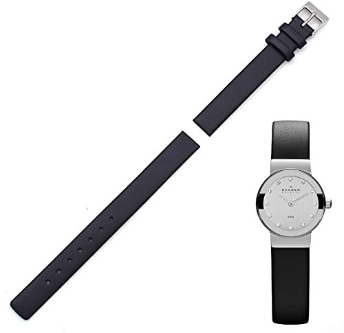 THEAGE Ersatz-Uhrenarmband für Skagen Herrenuhren, 12 mm, mit Schrauben, Schwarz