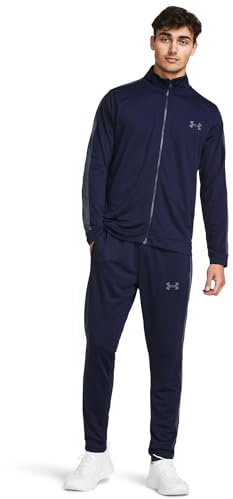 Under Armour UA Knit Track Suit Conjunto de deporte para hombre, chándal cómodo y suave, color azul medianoche/gris oscuro