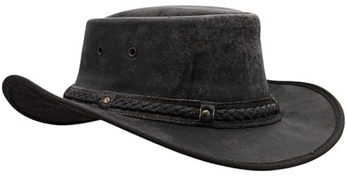 Crushable Cowboy Hat for Men Women Lightweight Handcrafted Western Shapeable Outback Hat Wide Brim Durable Cowgirl Black