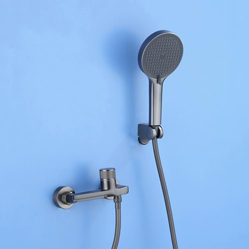 XJTNLB Badewannenarmatur Wasserfall Wasserhahn Badewanne Wandmontage Einhebelmischer Mischbatterie Badewanne mit Brause Gunmetal Grau