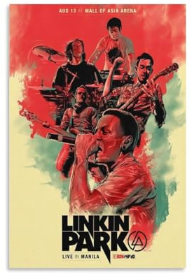 SECOLI Linkin Live in Manila Park Konzert-Leinwand-Poster, hochauflösender Druck für Zuhause, Büro, Wandkunst, Deco, 60 x 90 cm