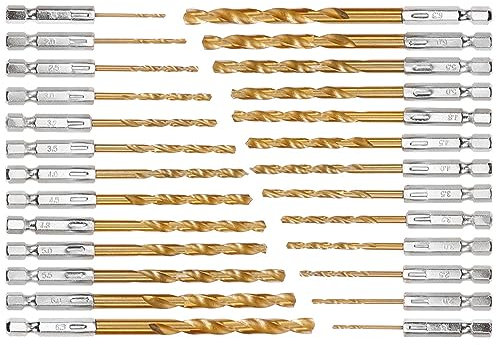 Juego de brocas hexagonales de 26 piezas, 1,5-6,5 mm con vástago hexagonal, broca de cambio rápido, vástago hexagonal para metal, accesorios de taladro de impacto