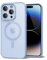 oakxco für iPhone 14 Pro Hülle Magsafe Durchsichtig, Klar Magnetisch Induktives Laden Handyhülle Bunt Dünn Silikon & Transparent Hart Plastik, Cute Einfarbig Clear Handy Hülle für Mädchen, Hellblau