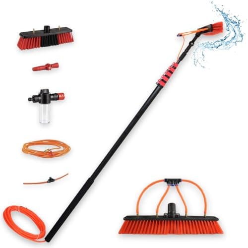 Spazzola estensibile 7m con bastone telescopico, detergente per finestre, pareti e auto, bastone pulito cristalli, scopa con acqua e sapone, pulisce piastre e pannelli solari, idropulente acqua