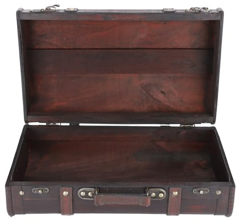 GLOGLOW Nostalgischer Retro-Koffer, Doppelschichtige Kupfer-Holzkiste mit Großem Fassungsvermögen und Personalisiertem Schnallenschloss, Vintage-Nostalgie-Holzornament-Box für, GLOGLOWwab9rq6fgt