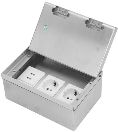 Caja Eléctrica De Suelo, Ac250v 4000w Caja De Salida De Acero Inoxidable Empotrada En El Suelo Con 2 Tomas Estándar De La Ue Y 2 Puertos USB Caja De Enchufe Universal Impermeable