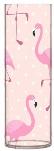 Niedliche rosa Flamingo-Vase, Kunststoff, zylinderförmig, 30 x 9 cm, Kerzenvase, unzerbrechliche Vasen für Büro, Küche, Hochzeitsdekoration