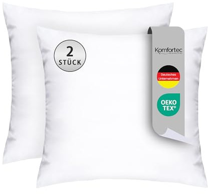 Komfortec Kopfkissen 80x80 cm 2er Set, Oeko-TEX Zertifiziert Kissen mit 1000g Kissenfüllung, Allergiker geeignet, Waschbar