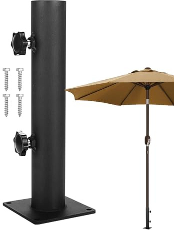 Sirseon Terrassenschirmständer, Sonnenschirmständer für den, Verstellbarer Sonnenschirmständer, schwarzer Gartenschirmständer, platzsparender Sonnenschirmständer für und Rasen