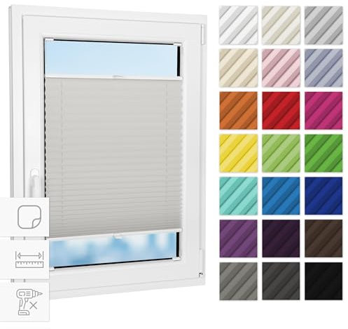 Estika Plissee zum kleben innenrahmen - Perle - 55 cm x 100 cm - Plissee ohne Bohren, Plissee kleben, Rollos für Fenster ohne Bohren, Jalousien Fenster für innen, Fenster plissee