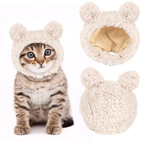 Chapeau pour Chat, Bonnet pour Chat d'hiver Casquette Chien Mignon pour Petit Chat Chien, Accessoire de Costume (Blanc)