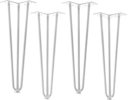 4 Stück Haarnadelbeine weiß 406 mm 3 Streben Hairpin Legs Möbelfüße für Couchtische und Bänke Tischbein von SO-TECH®