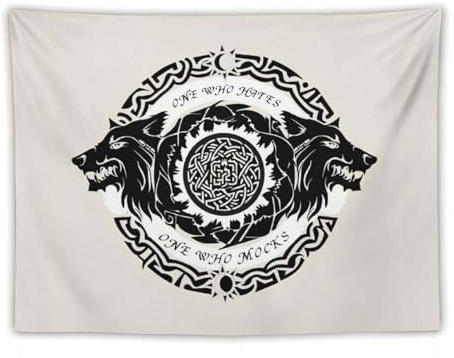 KWQDOZF Wandteppich mit nordischem Wikinger-Wölfen, Wandteppich, Wanddekoration, Wandteppich für Schlafzimmer, Wohnheim, Heimdekoration, 152,4 x 203,2 cm