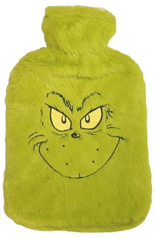 Grinch Hot Water Bottle with Soft Plush Cover – Leak-Proof Hot Water Bag for Cozy Warmth | Hand Feet Warmer, Neck and Shoulder Pain Relief