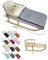 Kombi-Angebot Holz-Schlitten mit Rückenlehne & Zugseil + universaler Winterfußsack (108cm), auch geeignet für Babyschale, Kinderwagen, Buggy, aus Wolle Uni (hellgrau)