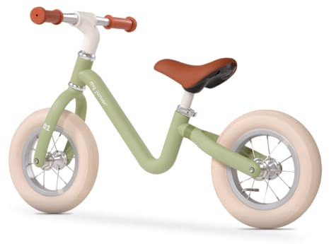 My junior® Laufrad Typ 01 für Kleinkinder, Leichtgewicht 2,8 kg, Luftreifen, höhenverstellbarer Sattel, Grün, 82-100 cm (Mint Rush)