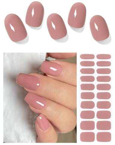 AutyaMee Semi Cured Gel Nail Strips (Cream Brick), 20 Pcs Gel Nail Wraps, Stickers, UV Light Required, Salon Quality, Long Lasting