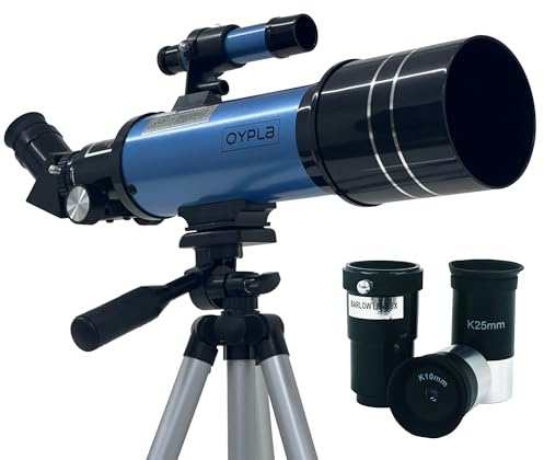 Oypla Professional Astronomical 400-70 Portable Refractor Telescope | With Adjustable Tripod - 120x Magnification