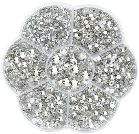 JAONLD 2500 Pcs Strass Termoadesivi per brillantini per Tessuti Strass Termoadesivi 7 Taglie 1,5~4,8mm Brillantini per Tessuti Termoadesivi per Vestiti, Scarpe, Regali Artigianali DIY